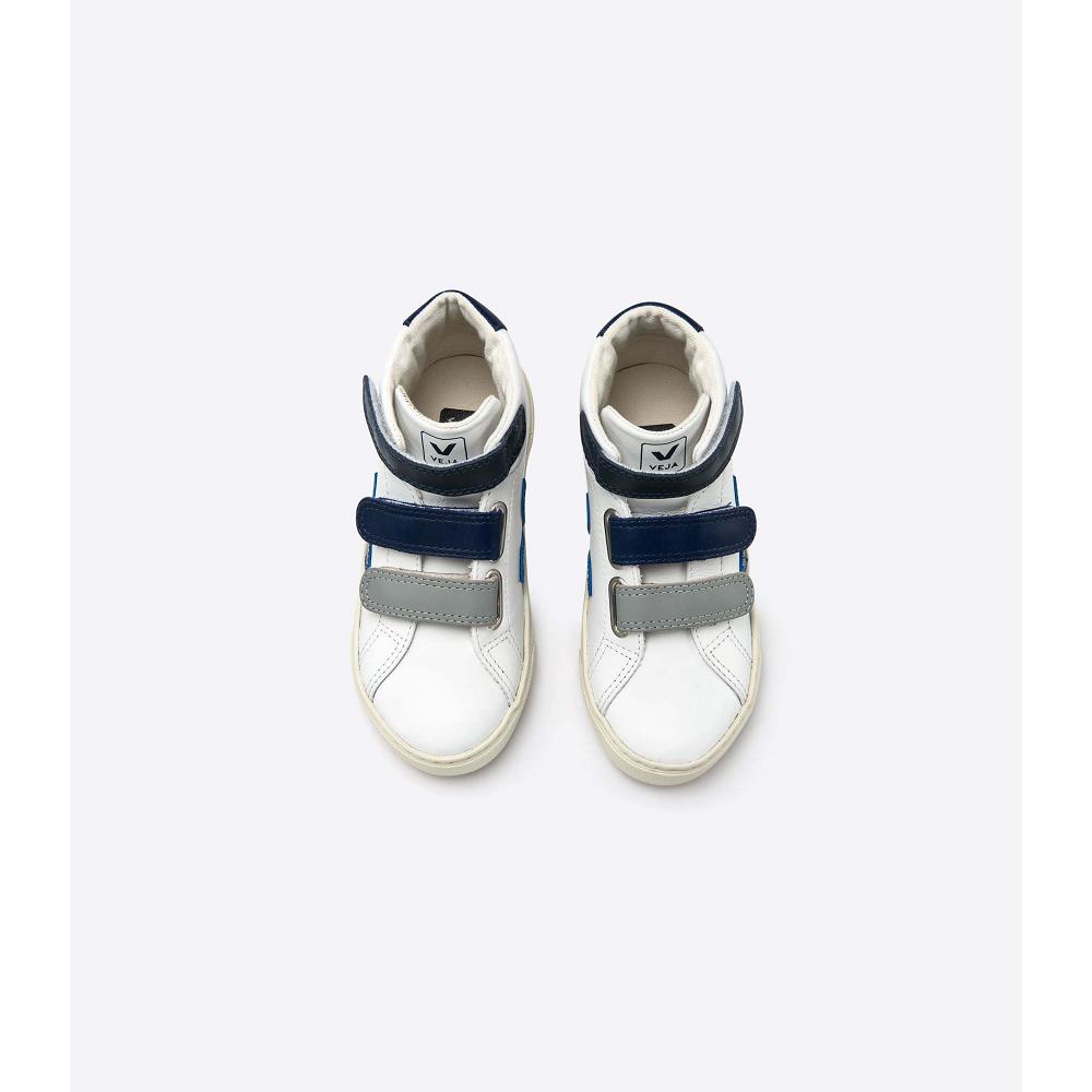 Veja ESPLAR MID LEATHER Høye Barn White/Blue | NO 683YXF